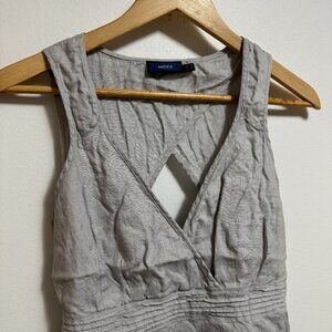 Grey linen-blend dress